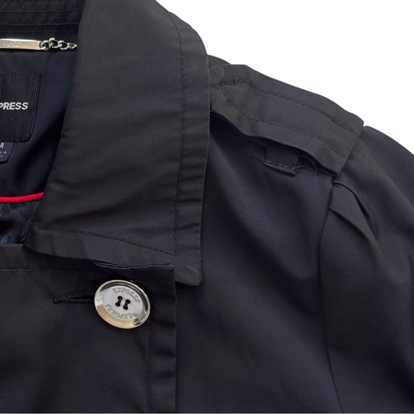 Express Ruffle Trench Coat Rain Jacket Double Breasted - Picture 5 of 13